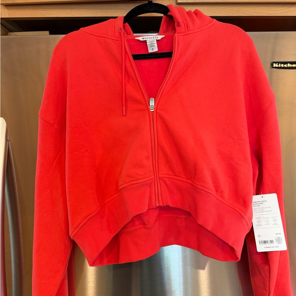Athleta forever fleece ultra crop Hoodie full zip